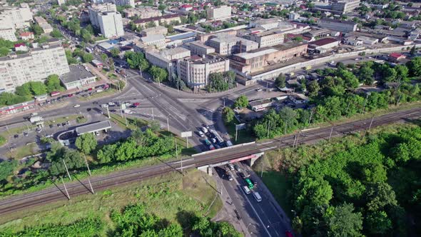 Car Road with Bridge and Railway Under It alt