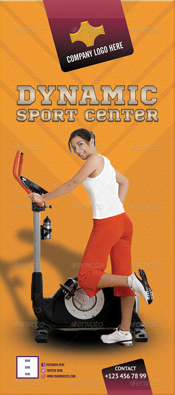 Sport Center Roll-Up Banner PSD - Signage Print Templates