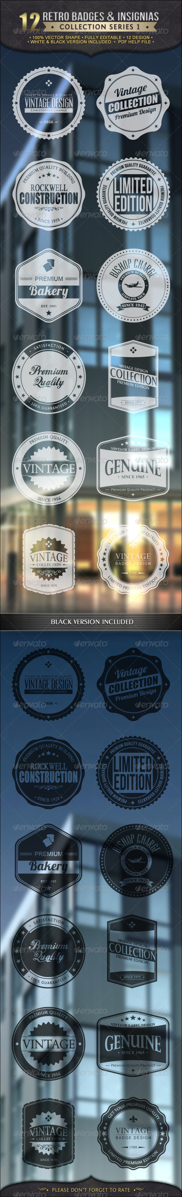 Retro Badges Insignias Collection V1 - Badges & Stickers Web Elements