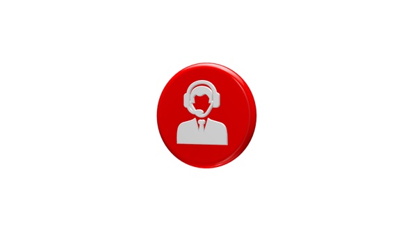 Red Customer Support 3D Icon Seamless Rotated alt
