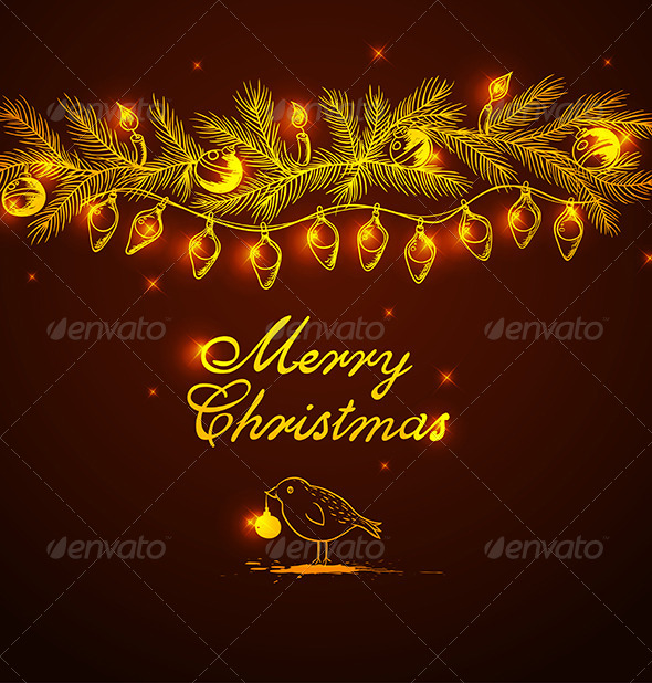 Shining Garland and Bird - Christmas Seasons/Holidays