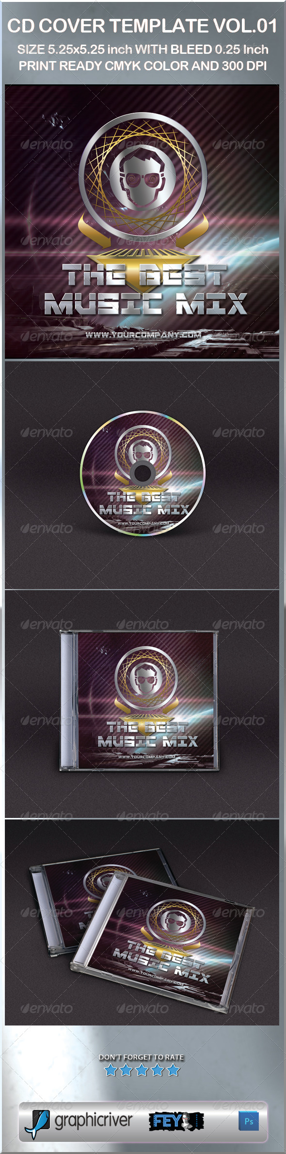 CD Cover Template Vol.01 - CD & DVD Artwork Print Templates