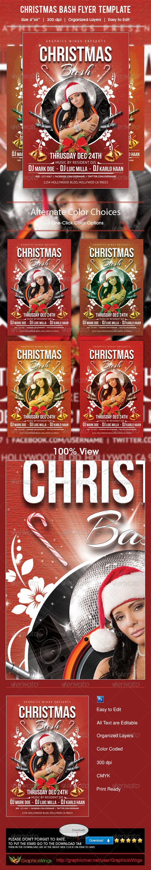 Christmas Bash Flyer Template - Clubs & Parties Events
