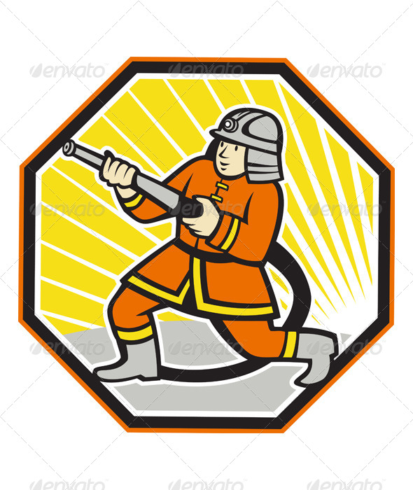 Japanese Fireman Firefighter Cartoon - People Characters