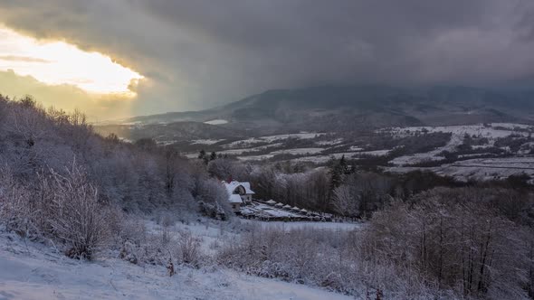 Beautiful winter timelapse in the mountains.