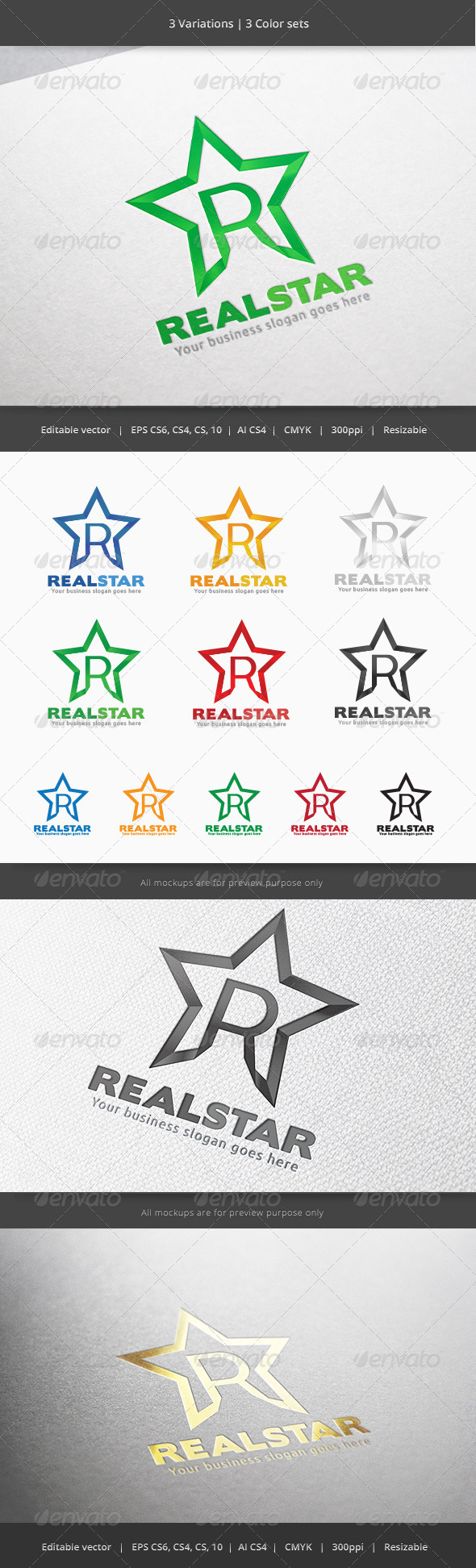 Real Star Letter R Logo - Letters Logo Templates