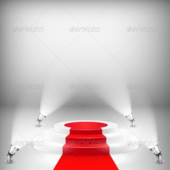 Illuminated Podium with Red Carpet - Miscellaneous Vectors