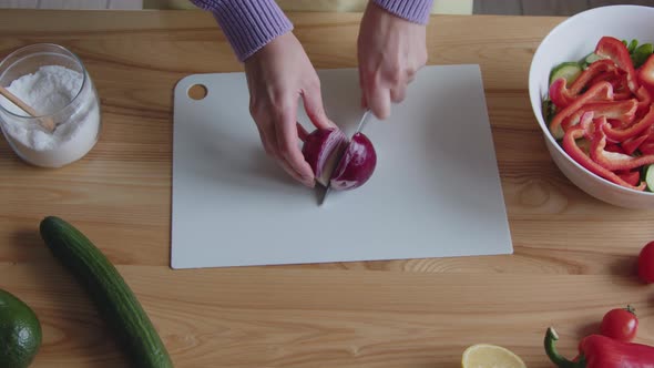 Slicing Red Onion for Salad