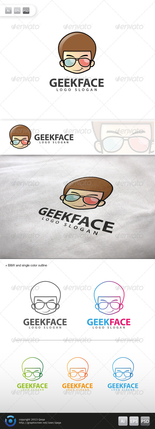 Geek Face Logo - 12 - Humans Logo Templates