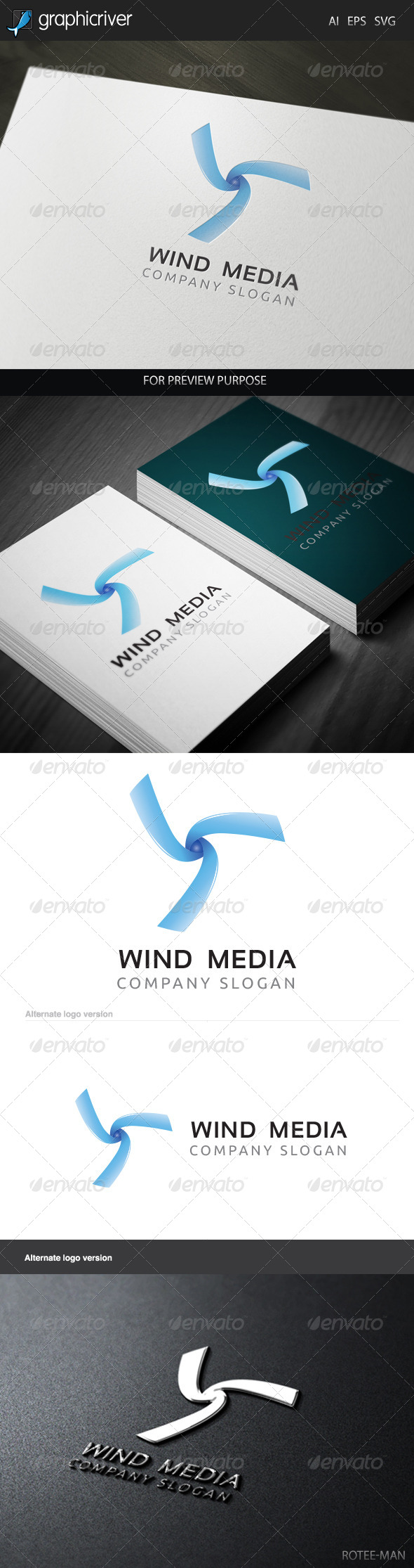 Wind Media 2 Logo - Letters Logo Templates
