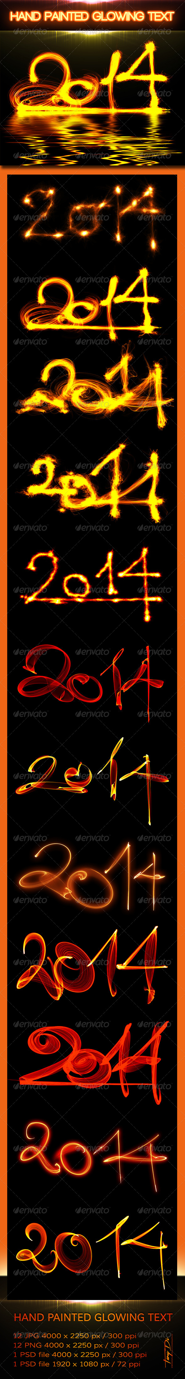 2014 Hand Painted Glowing Text - Miscellaneous Backgrounds