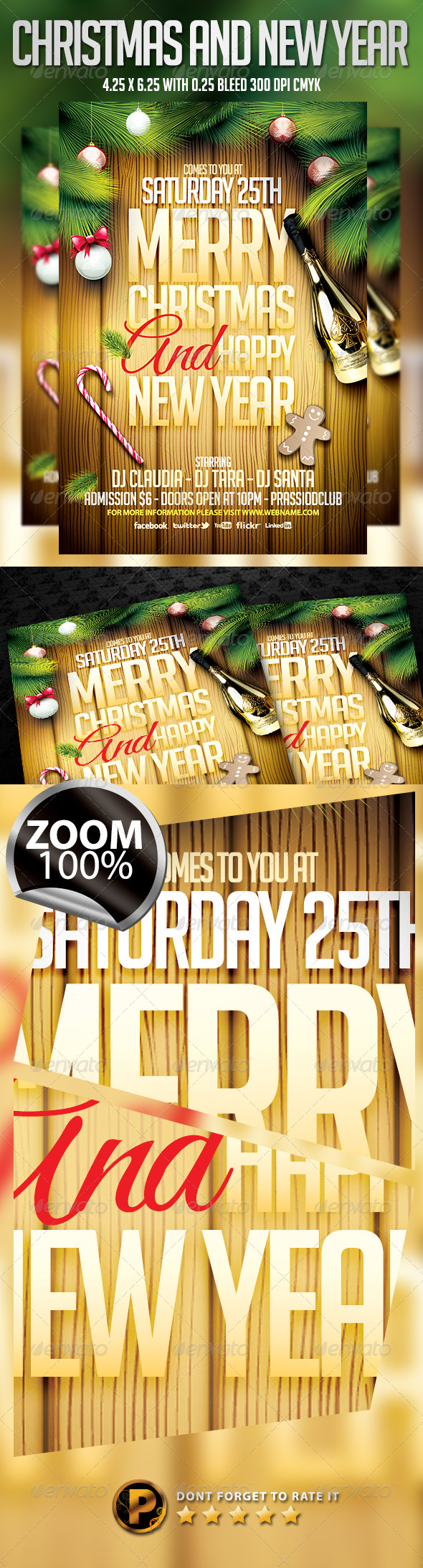 Christmas And New Year Flyer Template