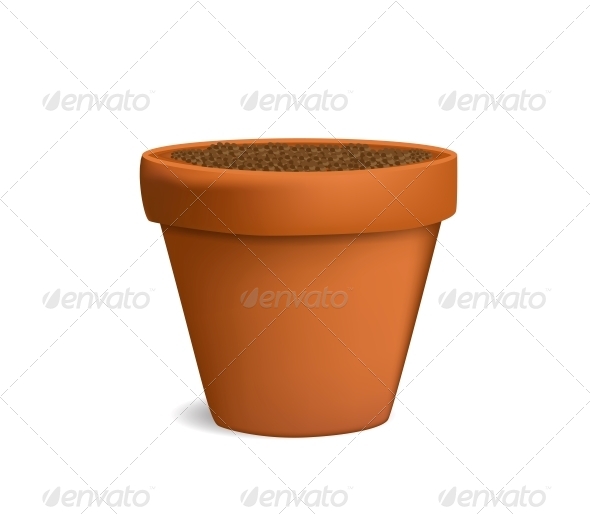 Flowerpot with Dirt Vector Illustration - Flowers & Plants Nature
