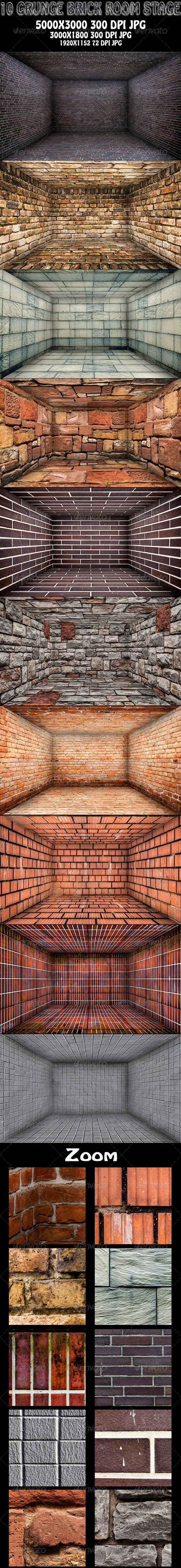 10 Grunge Brick Room - Stage - Urban Backgrounds