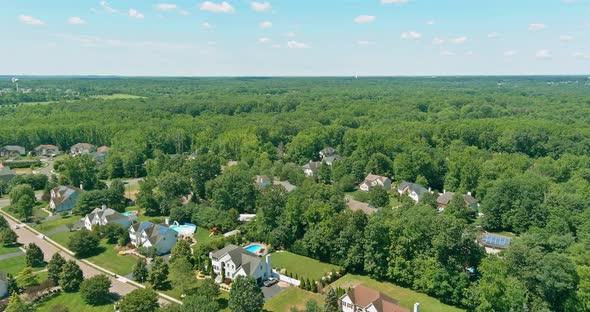 Aerial View with Residential Sleeping Area Street the a Monroe Town Area in New Jersey US alt