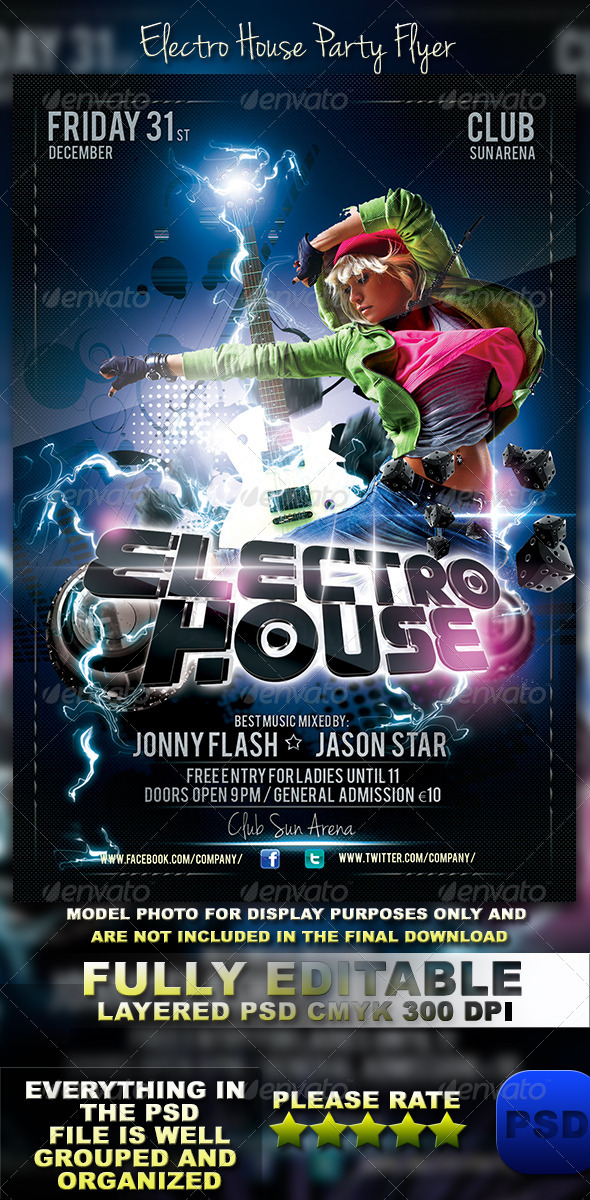 Electro House Party Flyer - Events Flyers