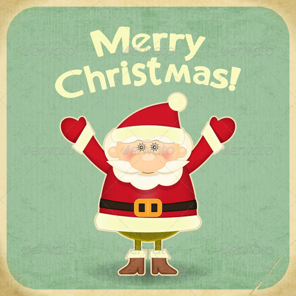 Retro Merry Christmas with Santa Claus - Christmas Seasons/Holidays