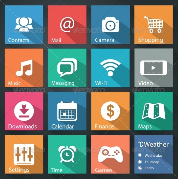 Flat Icons for Web and Mobile Applications - Web Technology