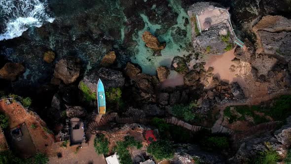 Aerial view at Ngobaran Beach of rocks, Yogyakarta