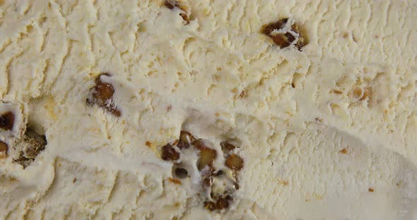 Top View of Vanilla Flavour Ice Cream with Walnuts