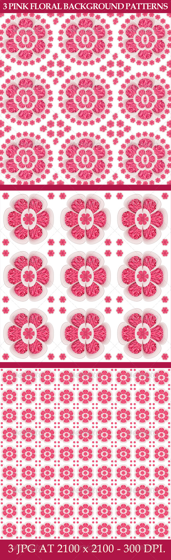 3 Pink Floral Background Patterns - Patterns Backgrounds