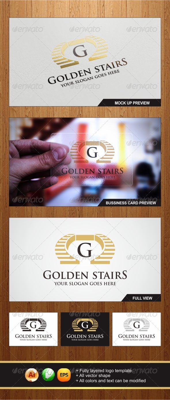 Golden Stairs Logo - Letters Logo Templates