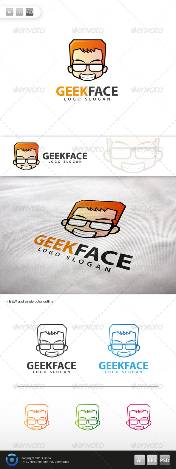 Geek Face Logo - 13 - Humans Logo Templates