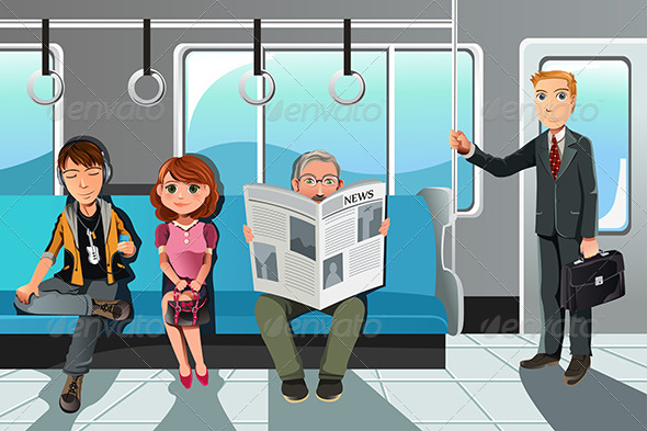 People riding Train - People Characters