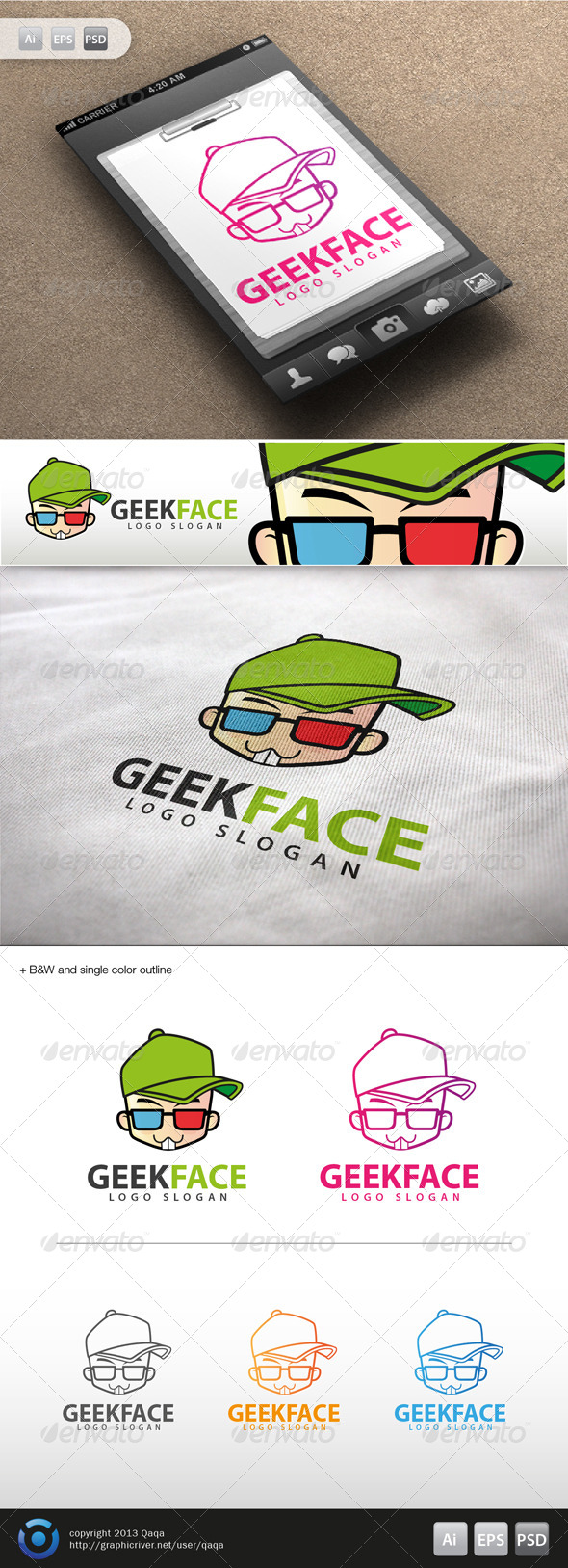 Geek Face Logo - 14 - Humans Logo Templates