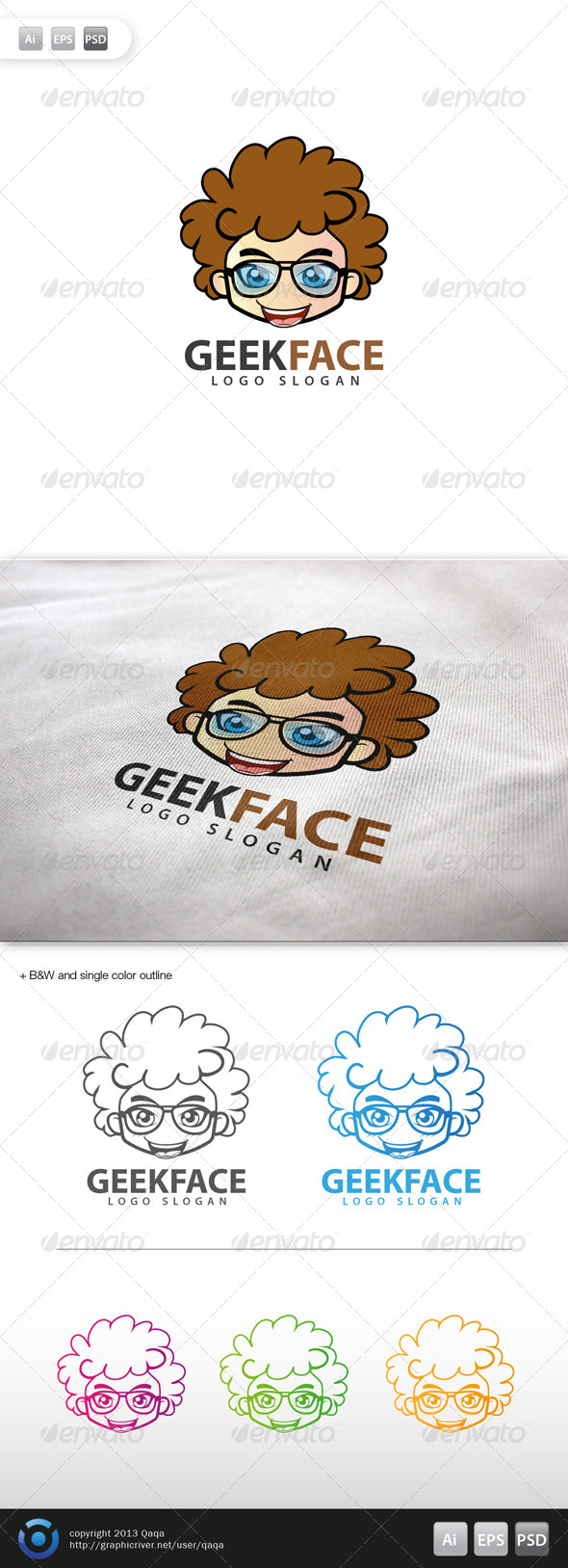 Geek Face Logo - 15 - Humans Logo Templates