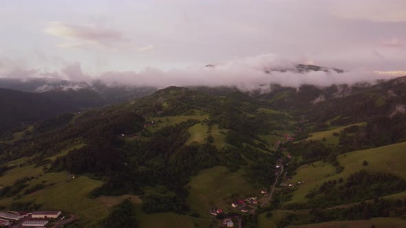 Aerial View of Rural Landscape in Mountains After Rain