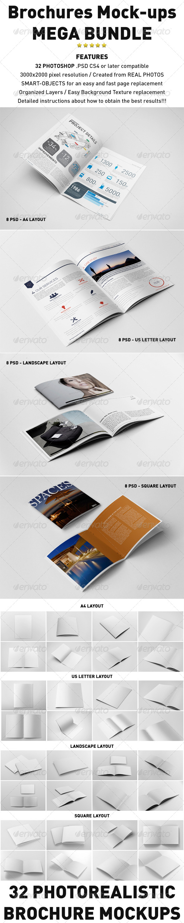 Photorealistic Brochures Mockups Bundle - Print Product Mock-Ups