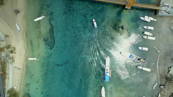 Bird's Eye View of Yellow Bridge Connecting Nusa Lembongan and Cennigan Islands alt