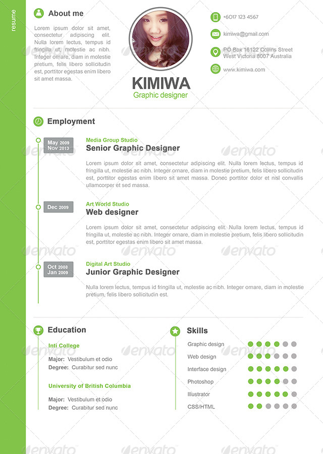 Clean resume by kimiwa | GraphicRiver