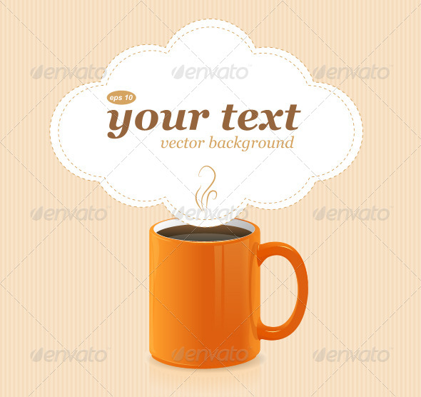Vector Orange Coffee Cup with Text - Borders Decorative