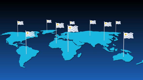 Uruguay National Flag Fly On Earth Map Animation alt