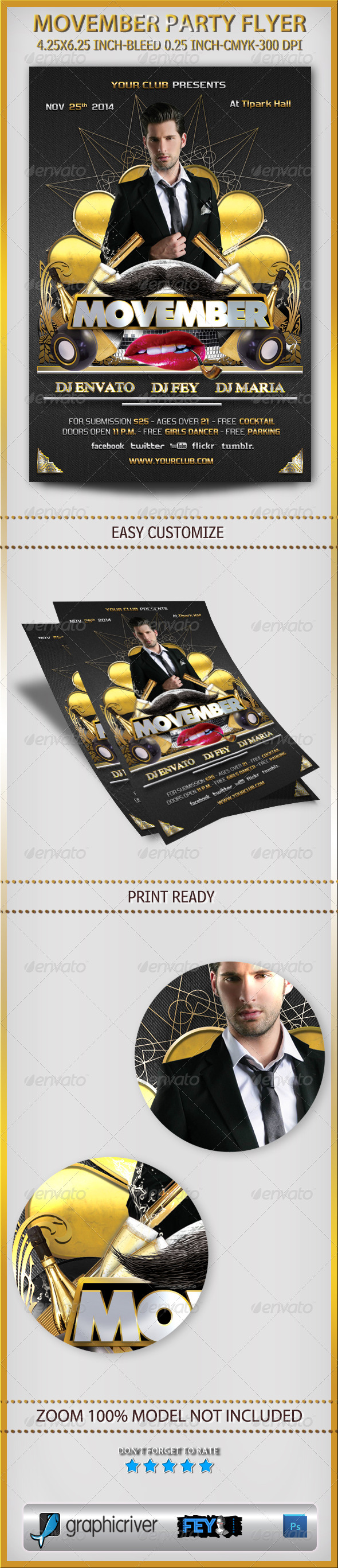 Movember Party Flyer - Clubs & Parties Events