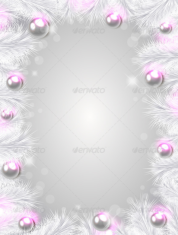 Christmas Background with White Fir Branches - Christmas Seasons/Holidays