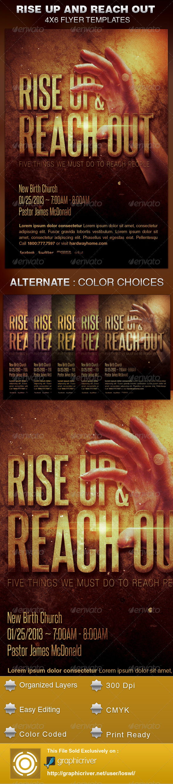 Rise Up and Reach Out Church Flyer Template - Church Flyers