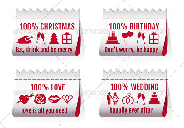 Fabric Tags Textile Labels For Cards, Vector Set - Seasons/Holidays Conceptual