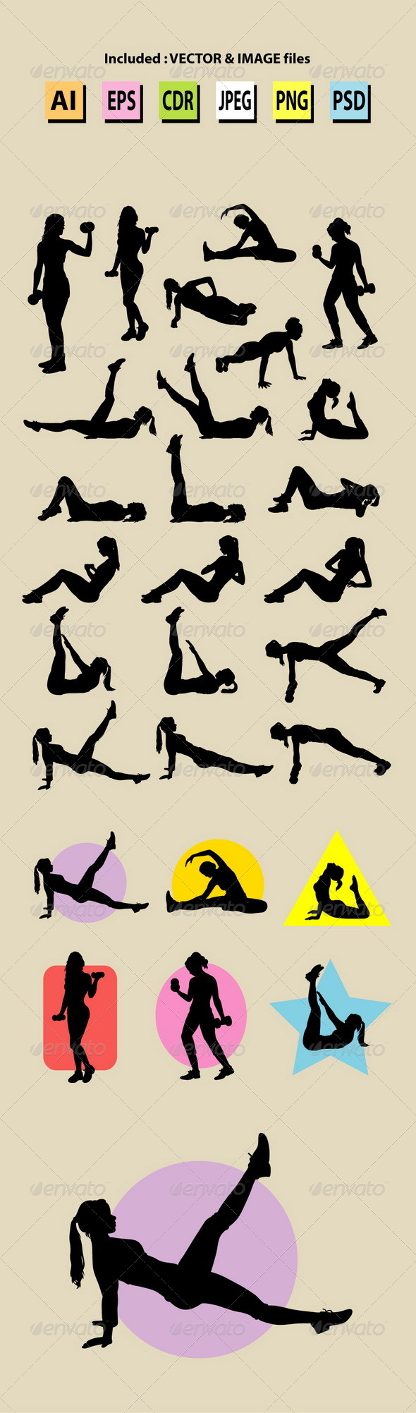 Female Sport Training Silhouettes - Sports/Activity Conceptual