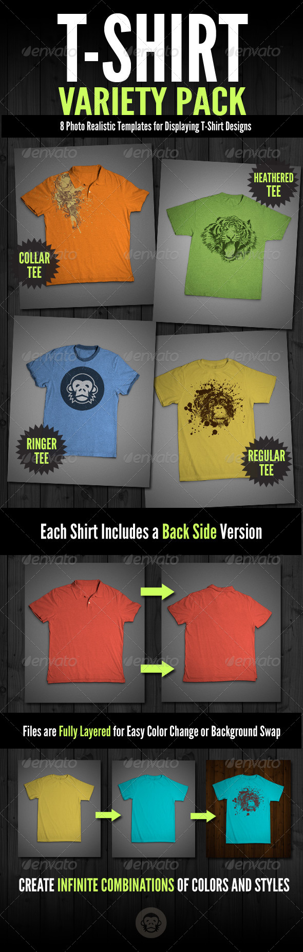 Download T-Shirt Mock-Ups - Variety Pack by GraphicMonkee ...