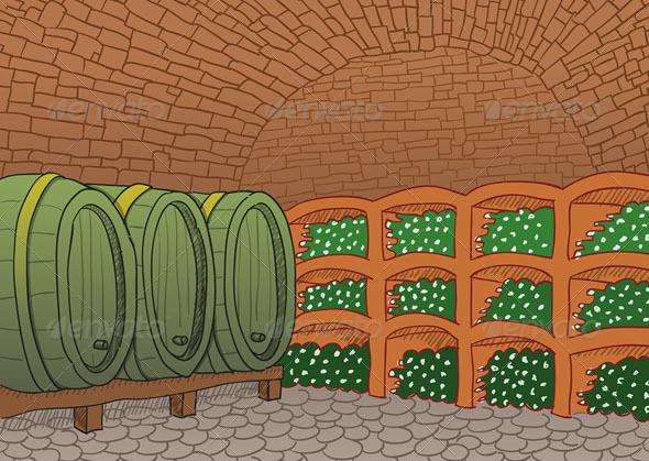 Wine Cellar Illustration - Services Commercial / Shopping