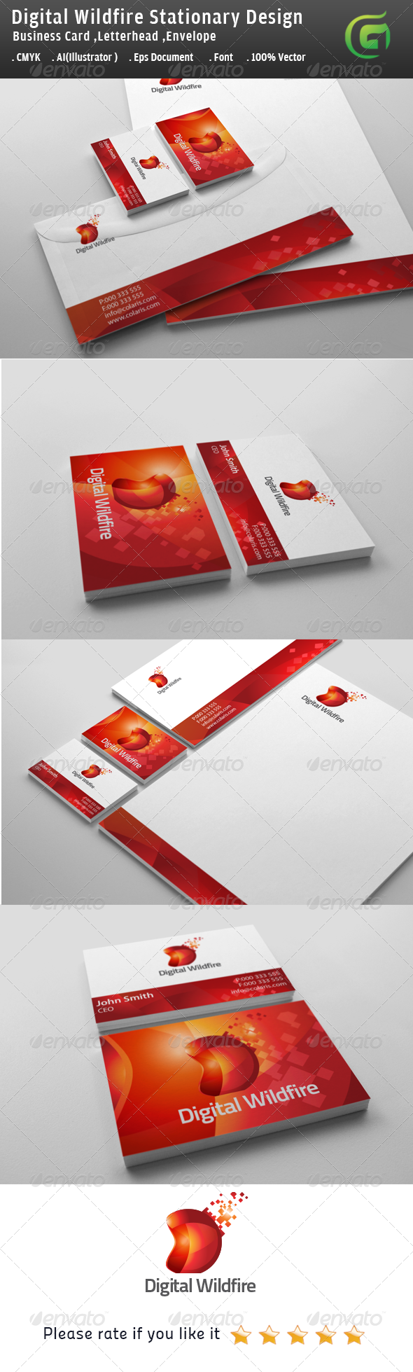 Digital Wildfire Stationary Design - Creative Business Cards