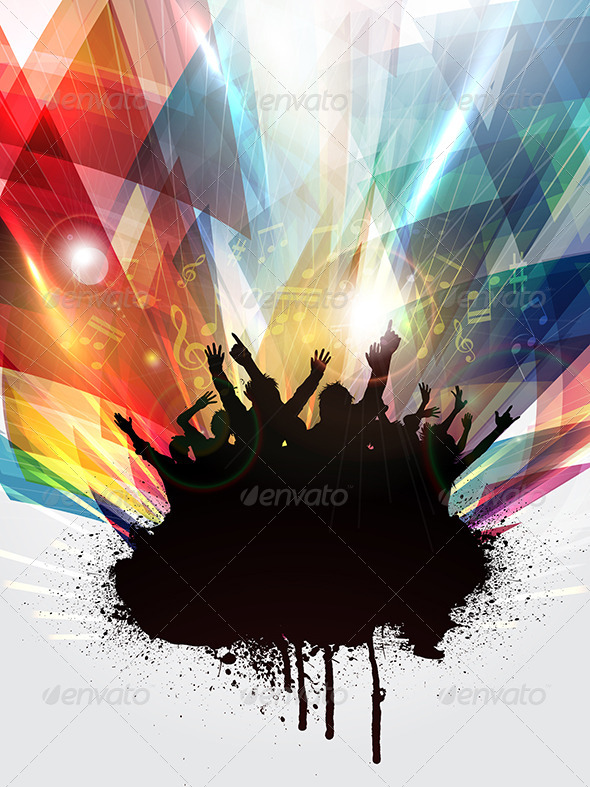 Grunge Party Background - People Characters