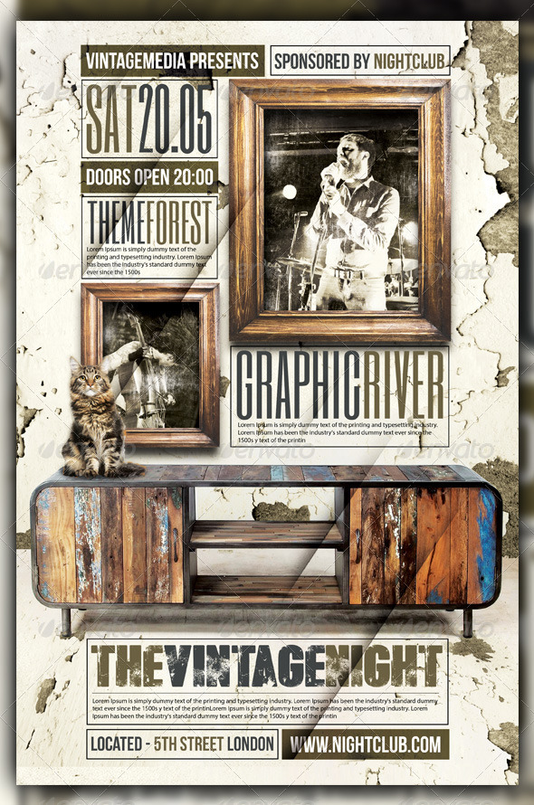 Vintage / Retro Indie Rock Concert /Flyer / Poster - Concerts Events