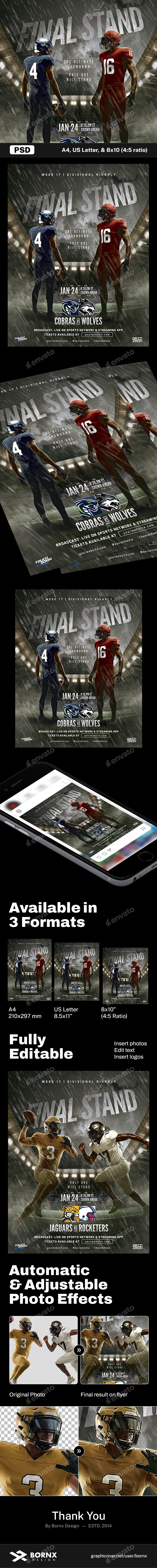 Cinematic American Football Flyer PSD Template
