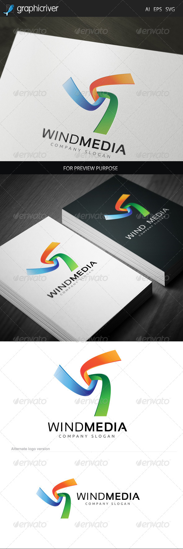 Wind Media 1 Logo - Letters Logo Templates