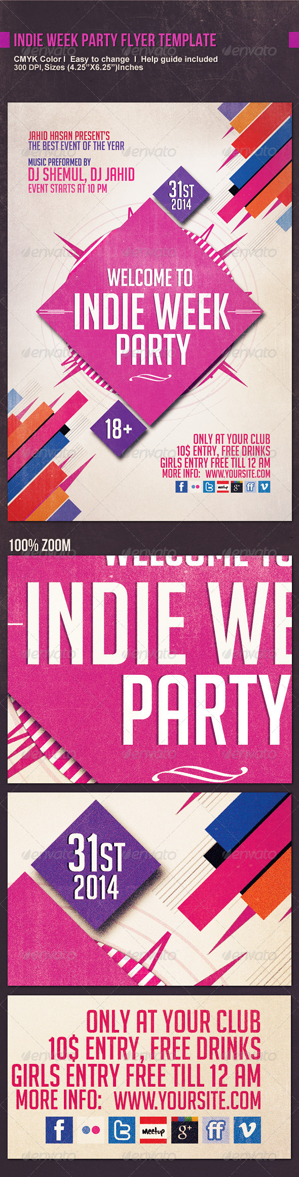 Indie Week Party Flyer Template - Clubs & Parties Events
