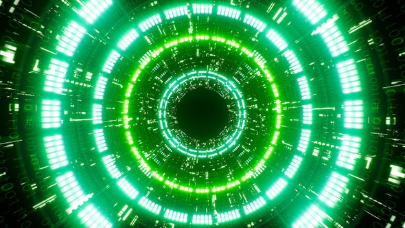 Glowing Green Light Matrix Tunnel Loop alt